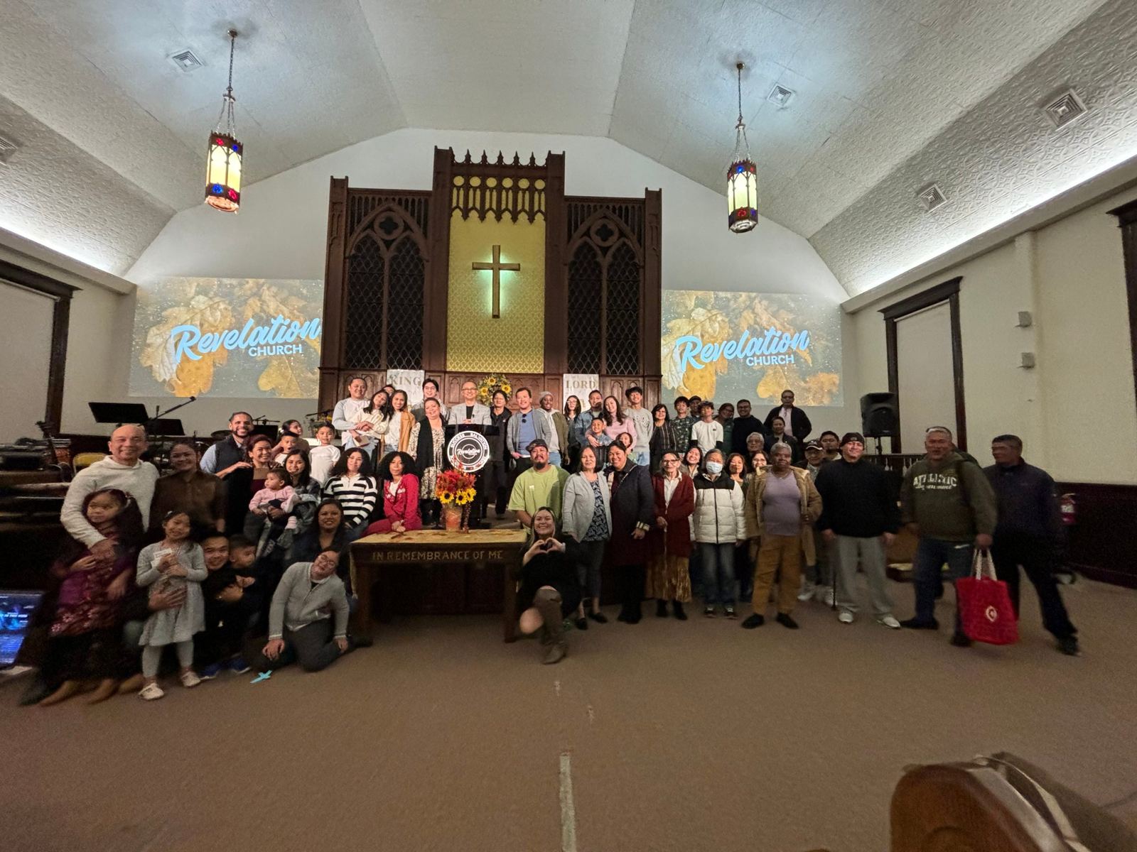 The congregation in the sanctuary
